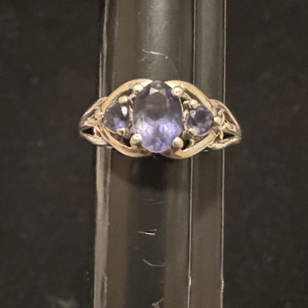 Vintage Silver Ring with 3 Blue Stones Ring